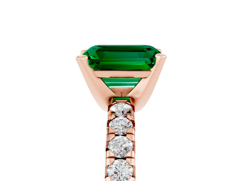 Rose gold Emerald Cut Solitaire Pave Diamond Engagement Ring with Four-Prong Setting_5