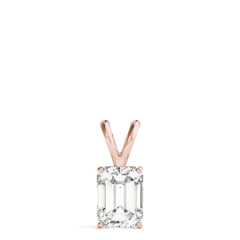 Rose gold Emerald Cut Solitaire Pendant with Four-Prong Setting 1