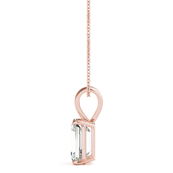 Rose gold Emerald Cut Solitaire Pendant with Four-Prong Setting 2