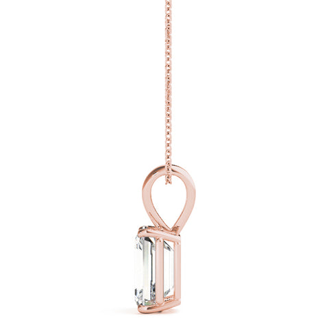 Rose gold Emerald Cut Solitaire Pendant with Four-Prong Setting 2
