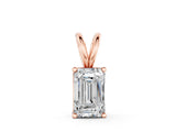 Rose gold Emerald Cut Solitaire Pendant with Four-Prong Setting_366