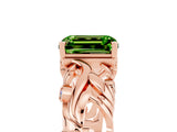 Rose gold Emerald Cut Solitaire Peridot Leaf-Inspired Vine Band Ring with Prong Setting_5