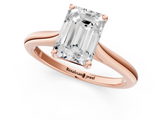 Rose gold Emerald Cut Solitaire Ring with Cathedral Band and Four-Prong Setting_120