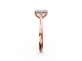 Rose gold Emerald Cut Solitaire Ring with Cathedral Band and Four-Prong Setting_121
