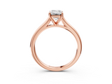 Rose gold Emerald Cut Solitaire Ring with Cathedral Band and Four-Prong Setting_122
