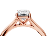 Rose gold Emerald Cut Solitaire Ring with Cathedral Band and Four-Prong Setting_123