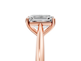 Rose gold Emerald Cut Solitaire Ring with Cathedral Band and Four-Prong Setting_124