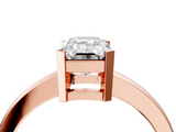 Rose gold Emerald Cut Solitaire Ring with Four-Prong Setting and Classic Band_44