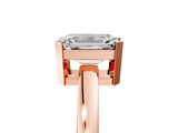 Rose gold Emerald Cut Solitaire Ring with Four-Prong Setting and Classic Band_45