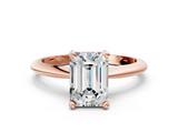 Rose gold Emerald Cut Solitaire Ring with Four-Prong Setting on a Classic Band_72