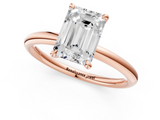 Rose gold Emerald Cut Solitaire Ring with Thin Band and Four-Prong Setting_37