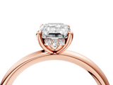 Rose gold Emerald Cut Solitaire Ring with Thin Band and Four-Prong Setting_40