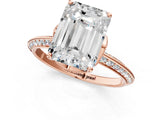 Rose gold Emerald Cut Solitaire Split Shank Pave Diamond Engagement Ring with Four-Prong Setting_10