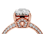Rose gold Emerald Cut Solitaire Split Shank Pave Diamond Engagement Ring with Four-Prong Setting_13