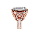 Rose gold Emerald Cut Solitaire Split Shank Pave Diamond Engagement Ring with Four-Prong Setting_14