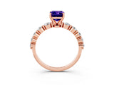 Rose gold Emerald Cut Solitaire Tanzanite Ring with Pave Band and Four-Prong Setting_3