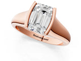 Rose gold Emerald Cut Solitaire Tension Set Diamond Ring with Split Shank Band_16