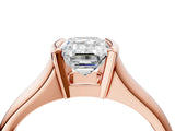 Rose gold Emerald Cut Solitaire Tension Set Diamond Ring with Split Shank Band_19
