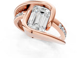 Rose gold Emerald Cut Solitaire Tension-Set Diamond Split Shank Ring_16