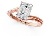 Rose gold Emerald Cut Solitaire Twist Band Ring with Four-Prong Setting_33