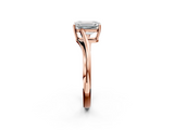Rose gold Emerald Cut Solitaire Twist Band Ring with Four-Prong Setting_34