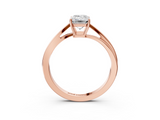 Rose gold Emerald Cut Solitaire Twist Band Ring with Four-Prong Setting_35