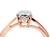 Rose gold Emerald Cut Solitaire Twist Band Ring with Four-Prong Setting_36