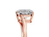 Rose gold Emerald Cut Solitaire Twist Band Ring with Four-Prong Setting_37