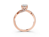 Rose gold Emerald Cut Solitaire Twist Pave Diamond Engagement Ring with Prong Setting_6