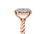 Rose gold Emerald Cut Solitaire Twisted Band 4-Prong Ring_20