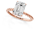 Rose gold Emerald Cut Solitaire Twisted Band 4-Prong Ring_4