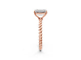 Rose gold Emerald Cut Solitaire Twisted Band 4-Prong Ring_5
