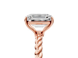 Rose gold Emerald Cut Solitaire Twisted Band 4-Prong Ring_8