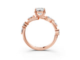 Rose gold Emerald Cut Solitaire Twisted Band Marquise Accent Prong Setting Ring_18
