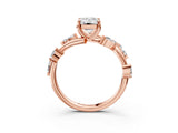 Rose gold Emerald Cut Solitaire Twisted Band Marquise Accent Prong Setting Ring_6
