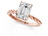 Rose gold Emerald Cut Solitaire Twisted Band with Four-Prong Setting_126