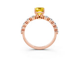 Rose gold Emerald Cut Solitaire Yellow Sapphire Ring with Pave Band and Four-Prong Setting_27