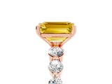 Rose gold Emerald Cut Solitaire Yellow Sapphire Ring with Pave Band and Four-Prong Setting_29