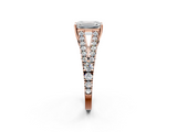 Rose gold Emerald Cut Split Shank Pave Diamond Engagement Ring with Four-Prong Setting_30