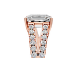 Rose gold Emerald Cut Split Shank Pave Diamond Engagement Ring with Four-Prong Setting_33