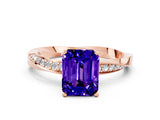 Rose gold Emerald Cut Tanzanite Engagement Ring with Side Stone Accents and Four-Prong Setting_27