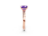 Rose gold Emerald Cut Tanzanite Engagement Ring with Side Stone Accents and Four-Prong Setting_29