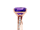 Rose gold Emerald Cut Tanzanite Engagement Ring with Side Stone Accents and Four-Prong Setting_32
