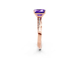 Rose gold Emerald Cut Tanzanite Engagement Ring with Side Stone Accents and Four-Prong Setting_62