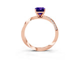 Rose gold Emerald Cut Tanzanite Engagement Ring with Side Stone Accents and Four-Prong Setting_63