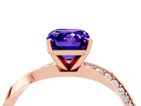 Rose gold Emerald Cut Tanzanite Engagement Ring with Side Stone Accents and Four-Prong Setting_64