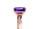 Rose gold Emerald Cut Tanzanite Engagement Ring with Side Stone Accents and Four-Prong Setting_65