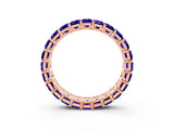Rose gold Emerald Cut Tanzanite Eternity Band with Shared Prong Setting_9