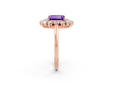 Rose gold Emerald Cut Tanzanite Floral Double Halo Engagement Ring with Prong Setting_62