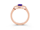 Rose gold Emerald Cut Tanzanite Halo Ring with Tapered Band and Four-Prong Setting_3